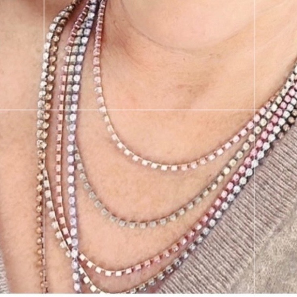Layered pastel soft crystal necklace.